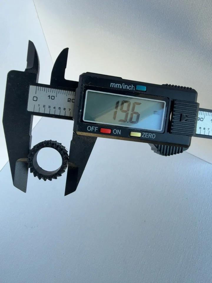 Caliper photograph showing 19.6 mm across the pictured contact points