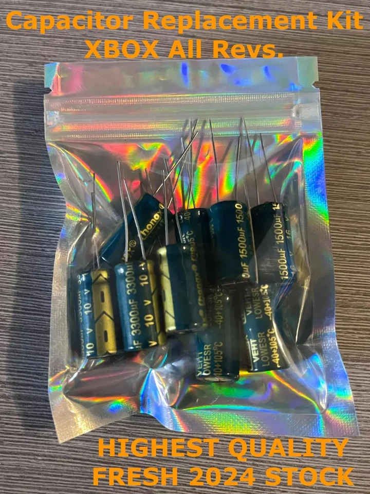 Packaged original Xbox motherboard capacitor replacement kit